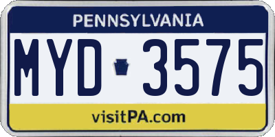 PA license plate MYD3575