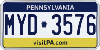 PA license plate MYD3576