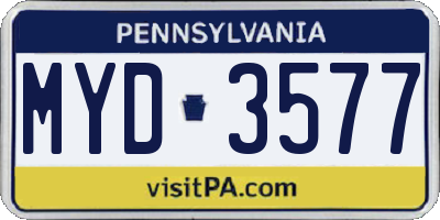 PA license plate MYD3577