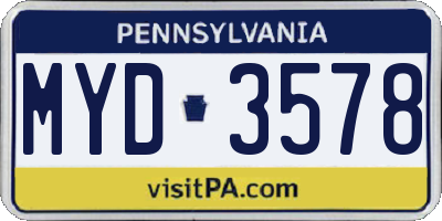 PA license plate MYD3578