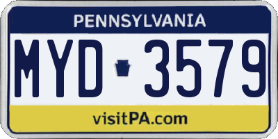 PA license plate MYD3579