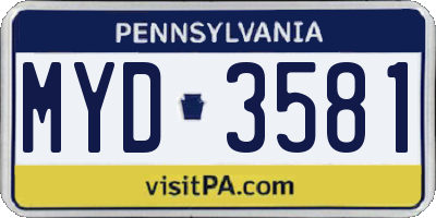 PA license plate MYD3581