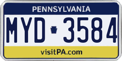 PA license plate MYD3584