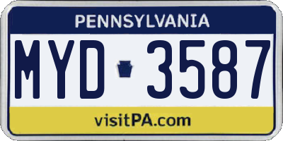 PA license plate MYD3587