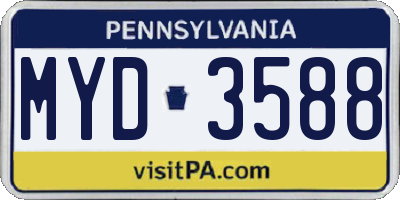 PA license plate MYD3588