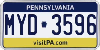 PA license plate MYD3596