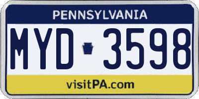 PA license plate MYD3598