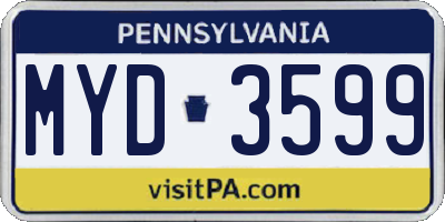 PA license plate MYD3599