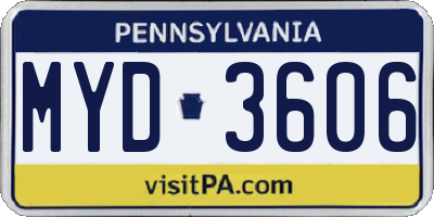 PA license plate MYD3606
