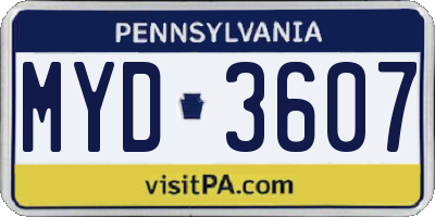 PA license plate MYD3607