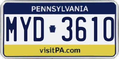 PA license plate MYD3610