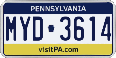 PA license plate MYD3614