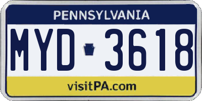 PA license plate MYD3618