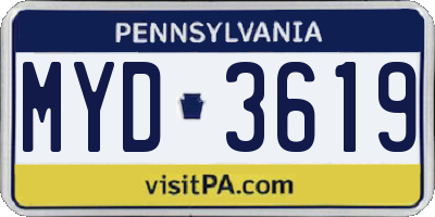 PA license plate MYD3619