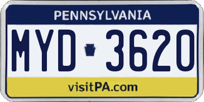 PA license plate MYD3620