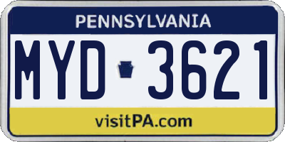 PA license plate MYD3621