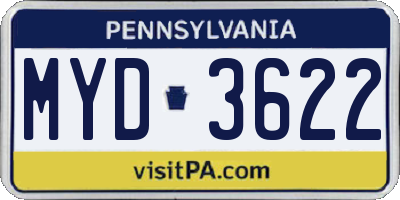PA license plate MYD3622