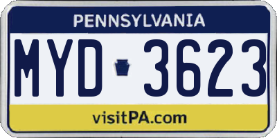 PA license plate MYD3623