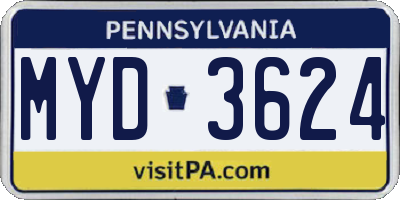 PA license plate MYD3624