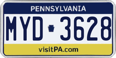 PA license plate MYD3628