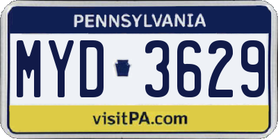 PA license plate MYD3629