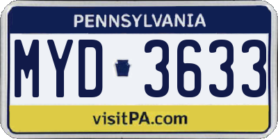 PA license plate MYD3633
