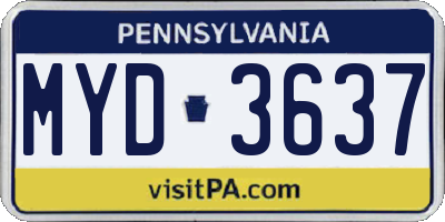 PA license plate MYD3637