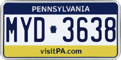 PA license plate MYD3638