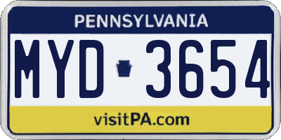 PA license plate MYD3654