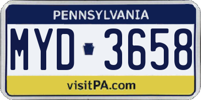 PA license plate MYD3658