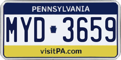 PA license plate MYD3659