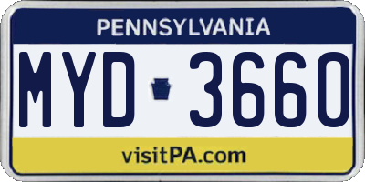 PA license plate MYD3660