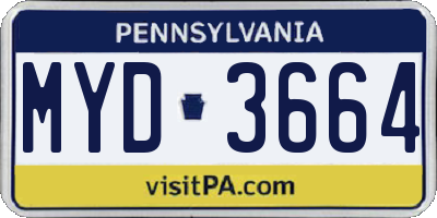 PA license plate MYD3664
