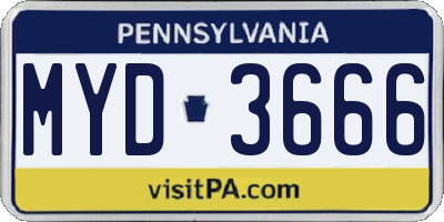 PA license plate MYD3666