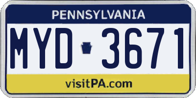 PA license plate MYD3671
