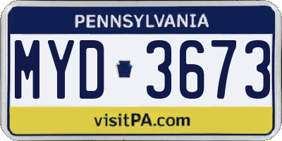 PA license plate MYD3673