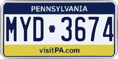 PA license plate MYD3674