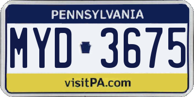 PA license plate MYD3675