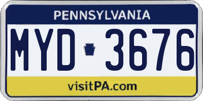 PA license plate MYD3676