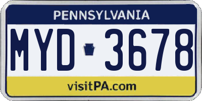 PA license plate MYD3678