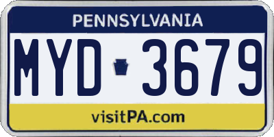 PA license plate MYD3679