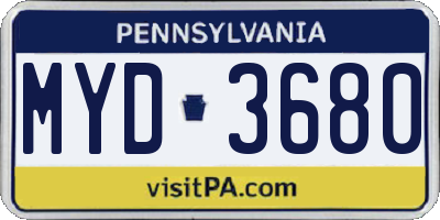 PA license plate MYD3680