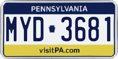 PA license plate MYD3681
