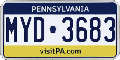 PA license plate MYD3683
