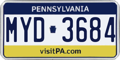 PA license plate MYD3684