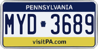 PA license plate MYD3689