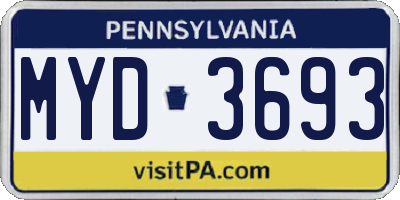 PA license plate MYD3693