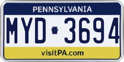 PA license plate MYD3694