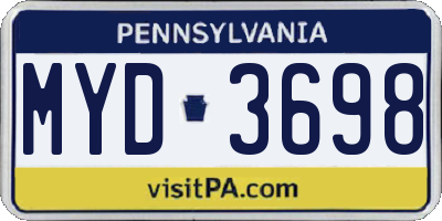 PA license plate MYD3698