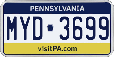 PA license plate MYD3699